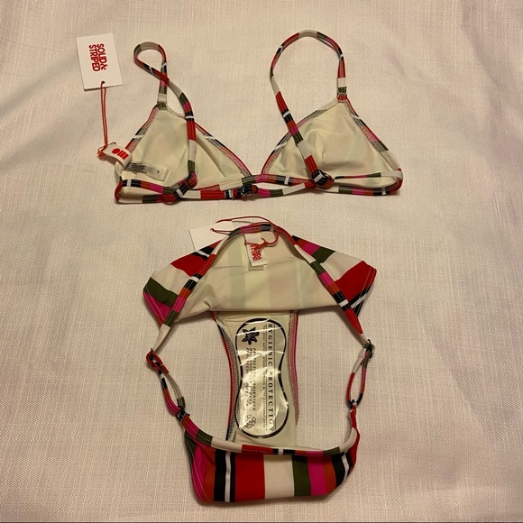 The Lulu Top and Bottom In Watermelon Stripe Set both pieces Bikini Set - Picture 4 of 4
